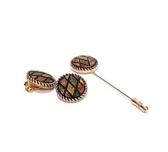 Vintage Sarah Coventy Clip Earrings and Hat Pin Set Rare SEE DESCRIPTION