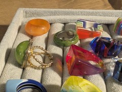 40+ Vintage Bakelite Lucite Etc plastic ring collection! Many sizes & designs!