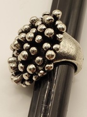 Vintage Nepal Perruque Modernist Pewter Ring Size 9 Large 4cm Statement Sputnik