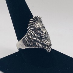Vintage G&S 925 Sterling Silver Lion Head Statement Ring Size 10 Biker 1994 15g