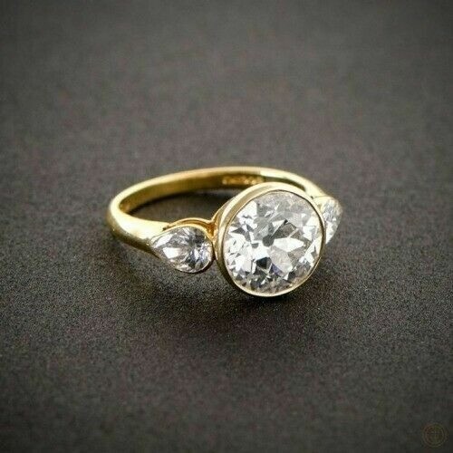 2.90 White Diamond Antique Art Deco Vintage Engagement Ring 14K Yellow Gold FN