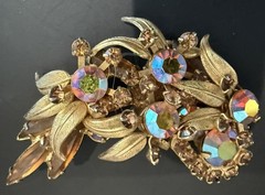 Vintage Juliana D & E Venus Flames Topaz Goldtone Brooch Book Piece