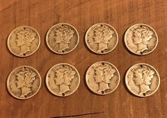 8x Holed MERCURY DIME Coins For Jewelry Or BRACELET-Buttons-90% Silver!
