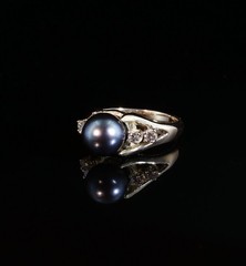 Vintage 14k Gold Tahitian Pearl & I Si Diamond Dress Ring Size M1/2 Val $5270