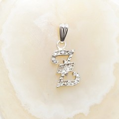 14K Solid White Gold Letter Z Initial Diamond Pendant Necklace, 11 Diamonds