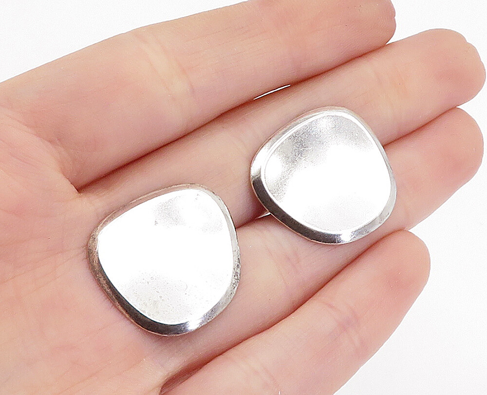 925 Sterling Silver Vintage Shiny Polished Bullet Back Cufflinks TR1196