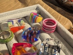 40+ Vintage Bakelite Lucite Etc plastic ring collection! Many sizes & designs!