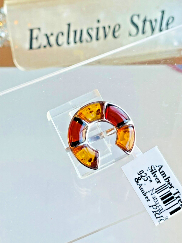 100% Genuine Baltic Natural Amber Ring Size 6 Honey Cherry Colors Shoe Style 老琥珀