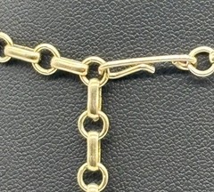 Vintage Mid Century Necklace Ribbon Link Design Gold Tone AB Rhinestone Unsigned