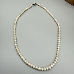Vintage Cultured Freshwater Pearl Necklace 20” 5.7mm Push Button Clasp Strand