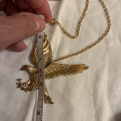 Eagle Pendant gold-tone necklace metal bird of prey 24” Chain 2.5 X 3” Eagle
