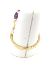 Vintage Late Mid-Century Modern Amethyst 14K Yellow Gold Sz 8 Cocktail Ring