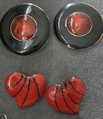Vintage Lot of Pierced Red Hearts ❤️ Stars ⭐️ & Round Earrings-Cute Lot!