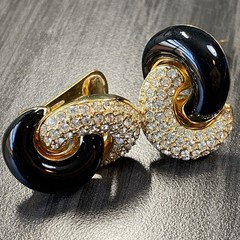Christian Dior Enamel & Rhinestone Earrings – Chr. Dior Knot Earrings