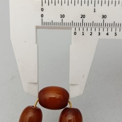 Antique Ottoman Dark Honey Cognac Bakelite Catalin Faturan Bead Necklace 84.71g