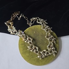 Vintage Unsigned Coro Gold Tone AB Glass Rhinestones Choker Necklace 15.5″L
