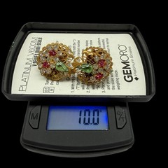 1950s Rhinestone Flower Basket Ornate Filigree Gold Tone Clip On Earrings
