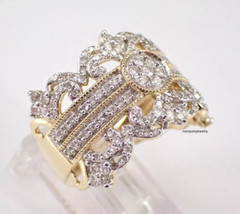 1.50Ct Round Cut Real Moissanite Cocktail Engagement Ring 14K Yellow Gold Plated