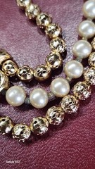 Trifari Triple Strand Trifarium Gold/Pearl Necklace Choker MCM EUC