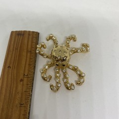 Giant octopus goldtone 3D austrain crystal brooch XL size brooch pin jewelry