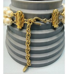 Vintage Carol Lee Chunky Big Faux Pearl Choker Necklace 13″ 2 Strand Adjustable