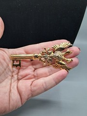 Vintage Replica Of Russian Sterling Silver Royal Chamberlains Key Pin, Goldtone