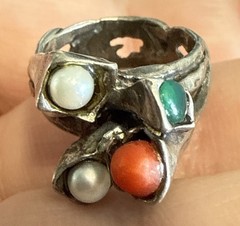 RARE MODERNIST BRUTALIST ISRAEL 925 STERLING SILVER RING SIZE 6