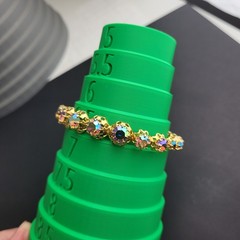 Vintage AB Rhinestone Gold Tone Cuff Bracelet Made in Austria 6.5″ READ