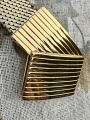 Vintage Whiting & Davis By Al Roberto’84 Gold Tone Liquid Metal Mesh Belt 33-37”