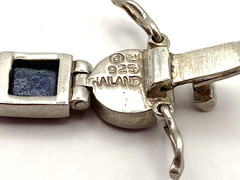 Vintage Sterling Silver Multi-Gemstone Signed Link Bracelet-Hinged-Flexible