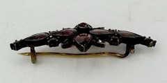 Antique Bohemian Garnet Flower Pin Brooch Victorian Rose Cut