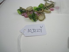 Vintage Gold Tone Fruit Salad Charm Necklace Plastic Charms 15in Boho Heart Leaf