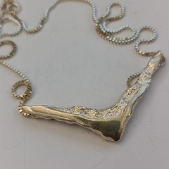 Freeform Modernist Sterling Silver Necklace Artisan Sculptural V OOAK Hadamard