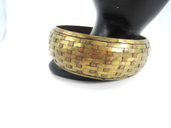 Brass and Copper Basketweave Bangle Bracelet, 1970-’80s