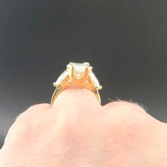 Vtg Sz 8 Ring Teardrop w/ Triangles Cubic Zirconia 18KGE Fashion Jewelry STG#6