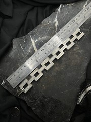 Antique Edwardian Deco Sterling Silver 7.5′ Tank Track Etched Bracelet 30g