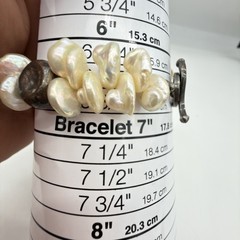 Vtg Baroque Pearl Bracelet Sterling Silver QVC Chunky Cluster Hammered Nuggets