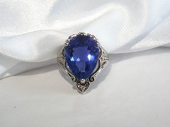Vintage Sterling Silver 925 Large 10ct Natural Heated London Blue Topaz Ring 6