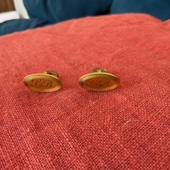 Vintage Edwardian Era Initals LB Monogram Cufflinks Bean Back