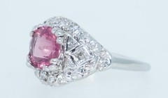 Platinum Bubble Gum Pink Tourmaline & Diamond Ring