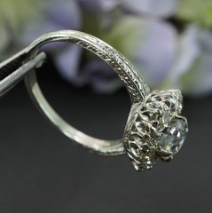 GIA Edwardian Platinum Old European Diamond Engagement Halo Ring 1.57ct