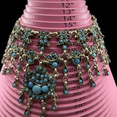 Vintage 1950s EGYPTIAN REVIVAL Collar Necklace TURQUOISE CABOCHON Tibetan Amulet