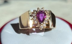 14k yellow gold 0.66ct natural diamond size 5.5 ring ruby vintage heated 4.8gr