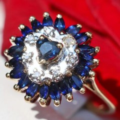 14k y/gold sz 5.5 ring 0.82ct natural treated sapphire diamond heart 3.7g N2998B