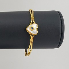 VTG H F Barrows Childs Bracelet 1/20 12K Gold Filled Mother Of Pearl Heart 5.5″