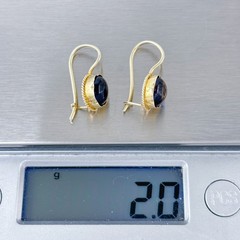 Vintage Gold-Tone Sterling Silver 925 Purple Glass Drop Earrings