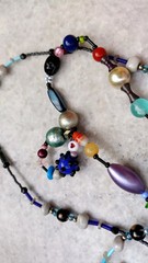 Vintage Glass, plastic and metal necklace, multicolour