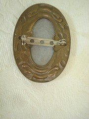 Vintage Nouveau Revival High Relief Gray Cream Cameo Lady Flowers Brooch KJ