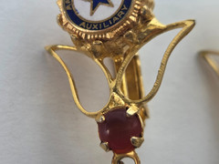 Vintage American Legion Auxiliary Clip On Earrings Dangle Heart