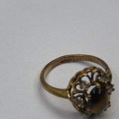 Vintage Uncas Mfg Co 14Kt HGE Electroplated Ladies Tiger Eye Size 6 Ring